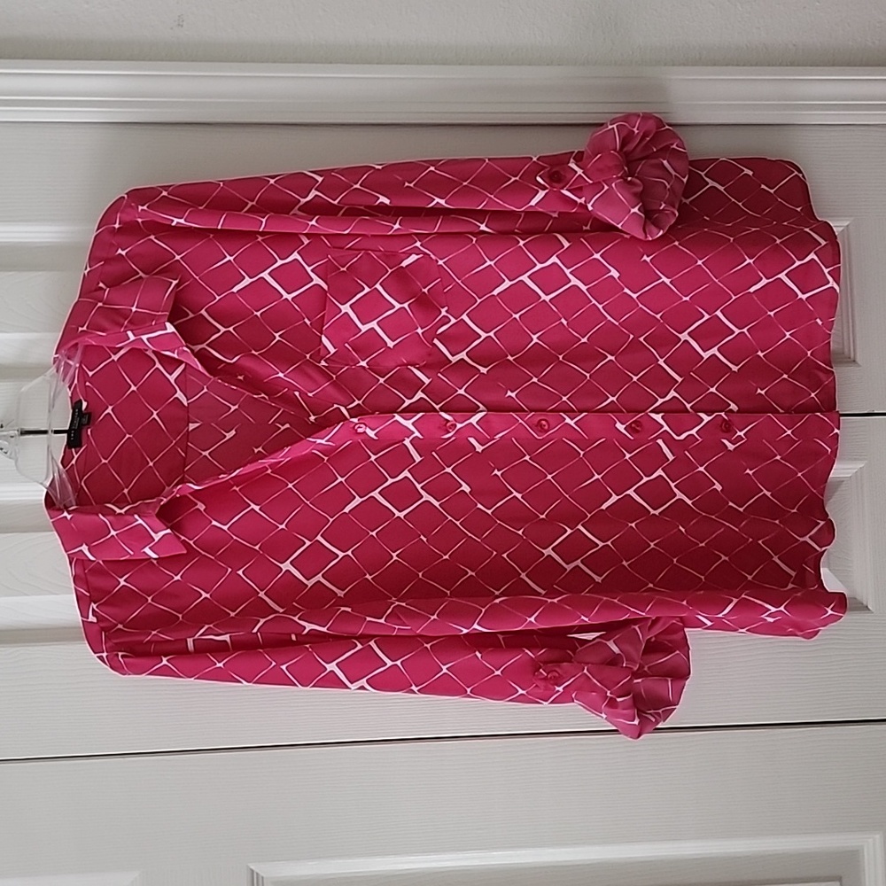 Pink and White Button Down Blouse